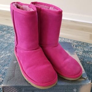 Hot Pink Furry Boots